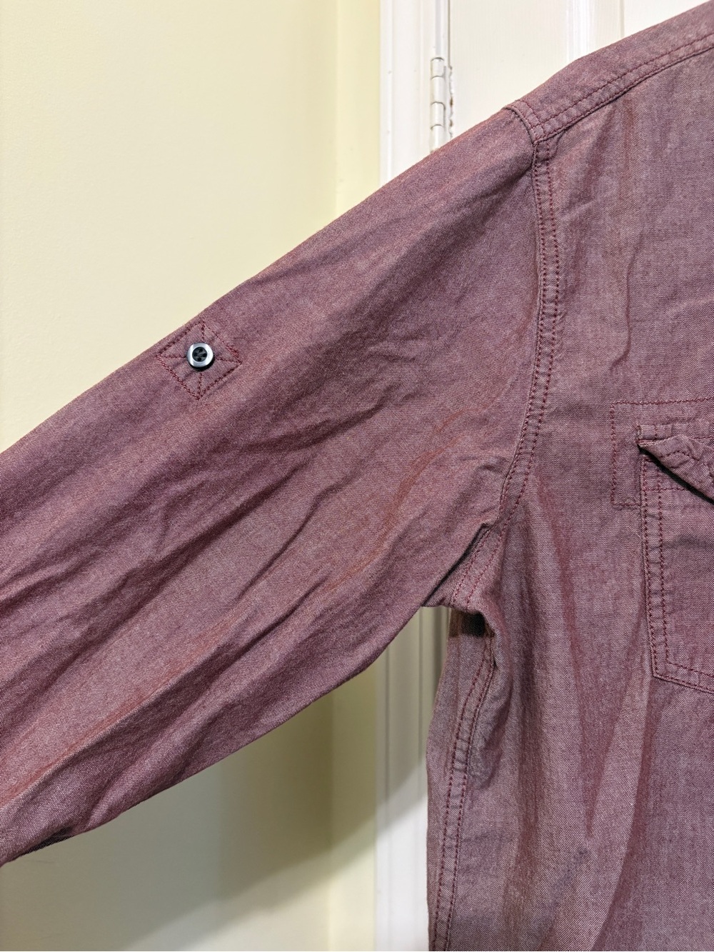 Red Camel Handcrafted Long Sleeve Button-Up Shirt in Heathered Burgundy Link New - Picture 3 of 16